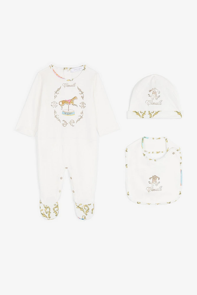 Filigree And Jaguar-Print Babygrow Set