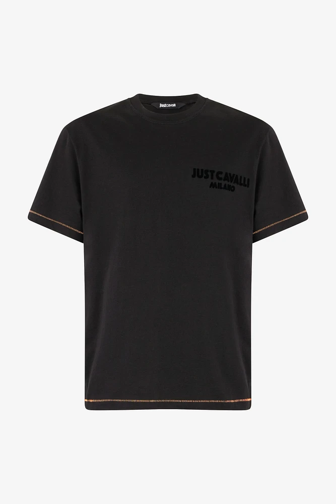 T-Shirt With JC Monogram And Contrasting Topstitching