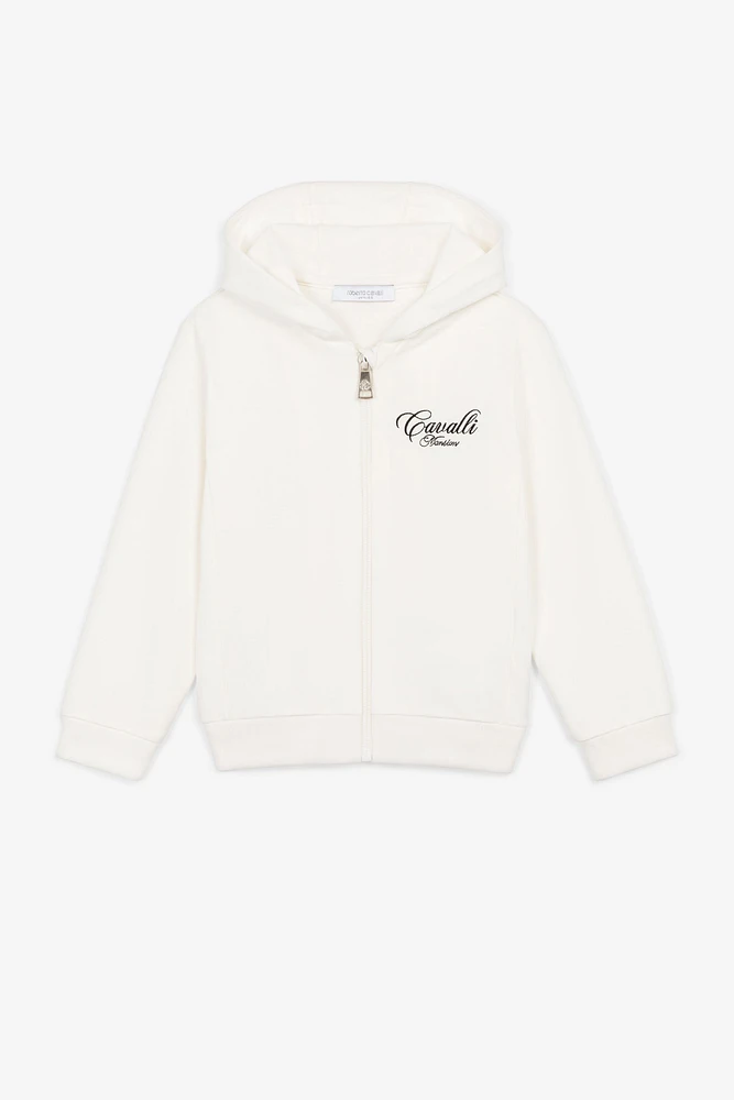 Logo-embroidered zipped hoodie