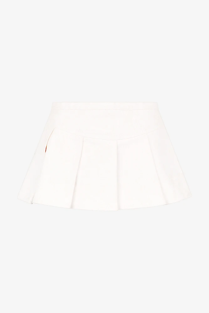 Pleated Denim Mini Skirt