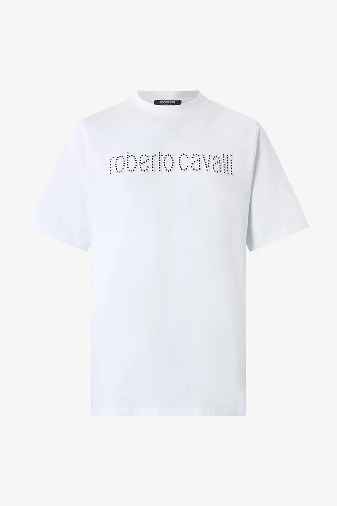 T-Shirt With Logo And Mini Studs