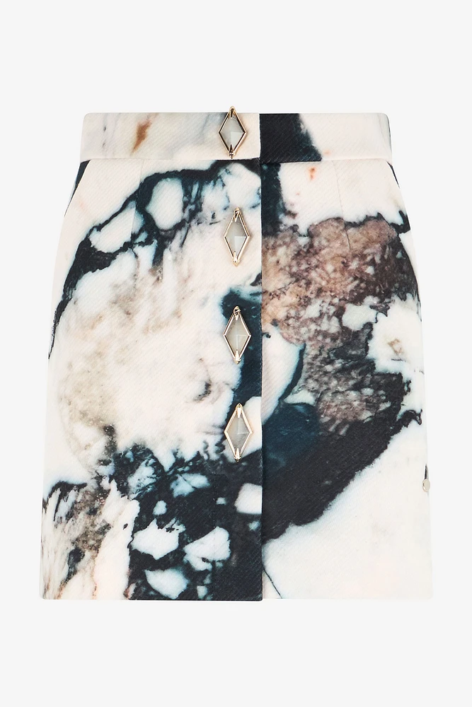 Marble print mini skirt