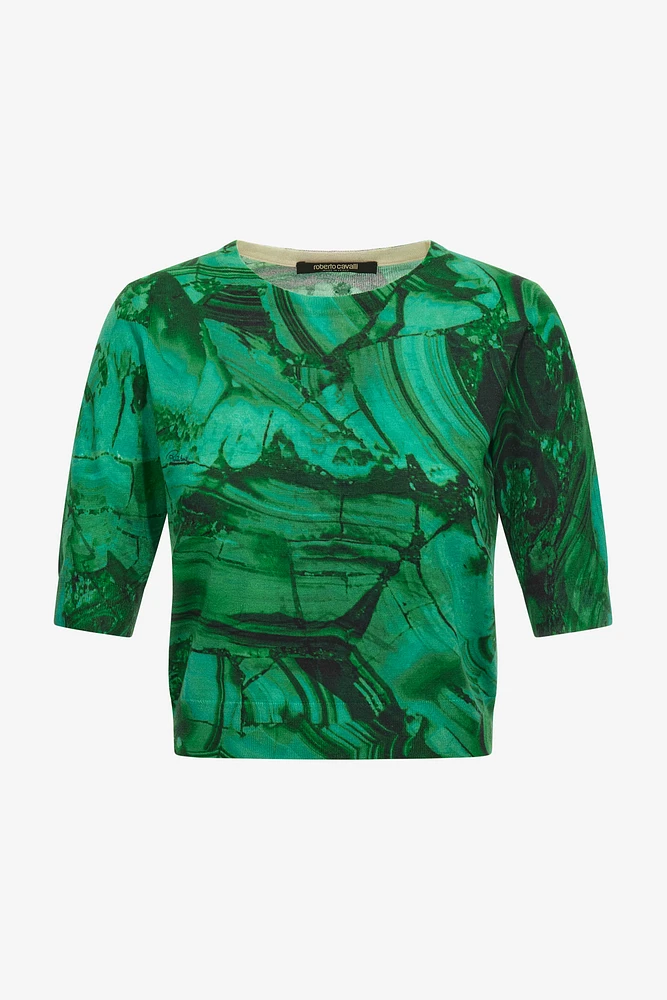 Malachite Print Short sleeve Knit