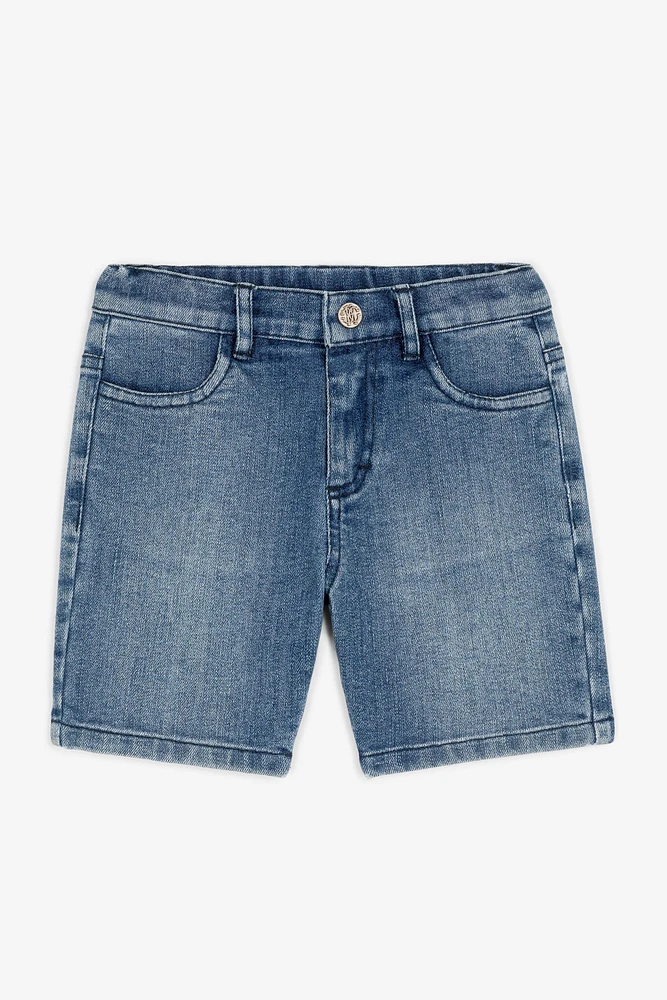 RC Monogram-Embroidered Denim Shorts