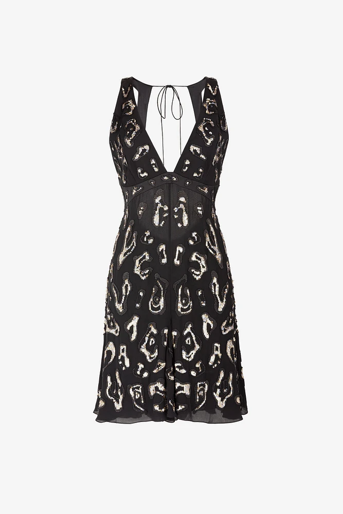 Sequin-embellished open-back dress
