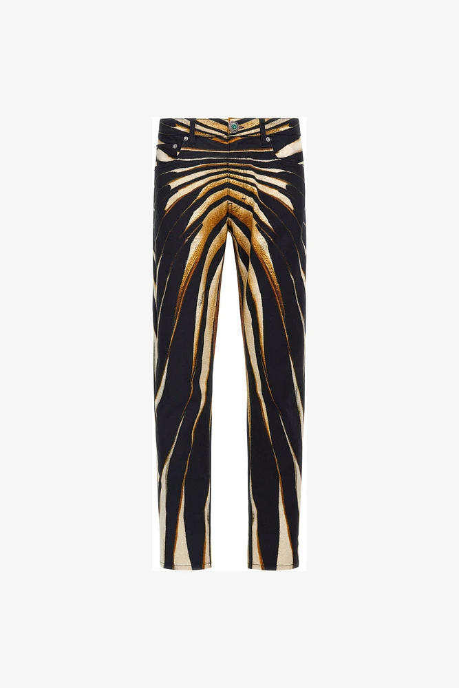 Slim fit jeans with Ray of Gold print