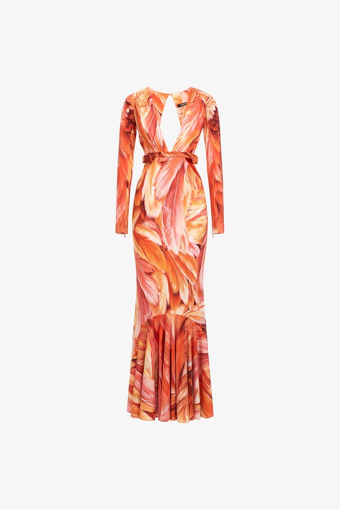 Plumange Print Maxi Dress