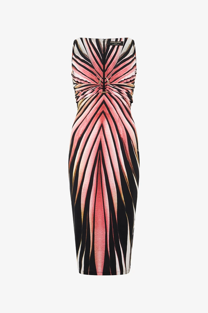 Sheath Dress With Ray Of Pink Print