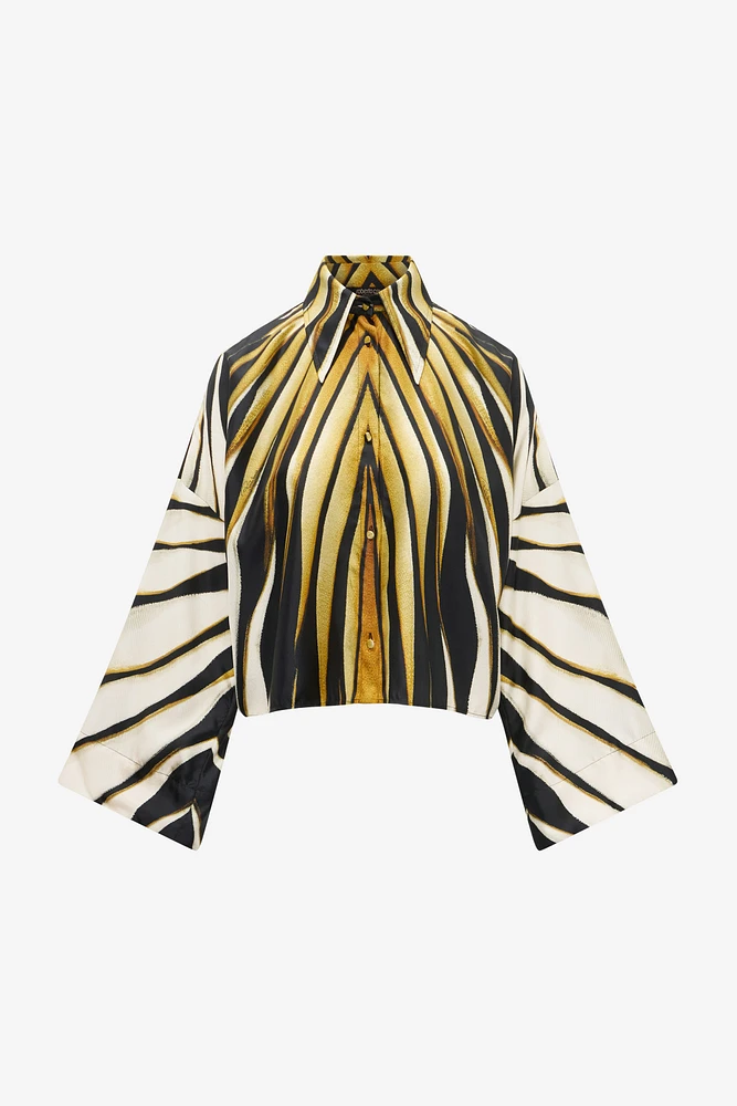 Ray Of Gold Print Silk Shirt