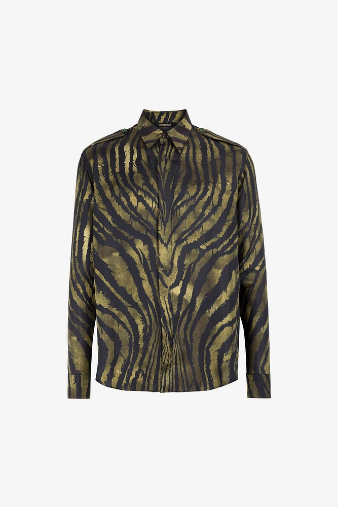 Freedom-Print Silk Shirt
