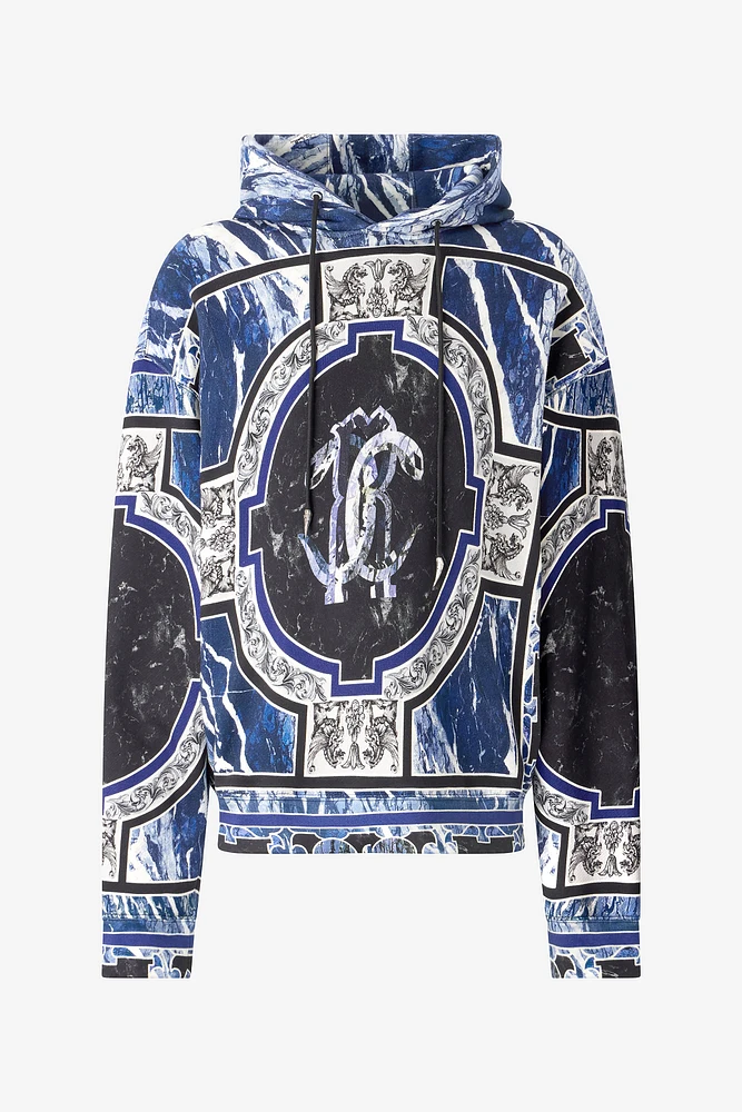 Sweatshirt With Marble Print And Embellishments