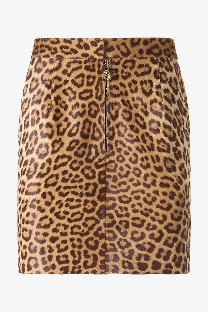 Leather Miniskirt With Leopard Skin Print
