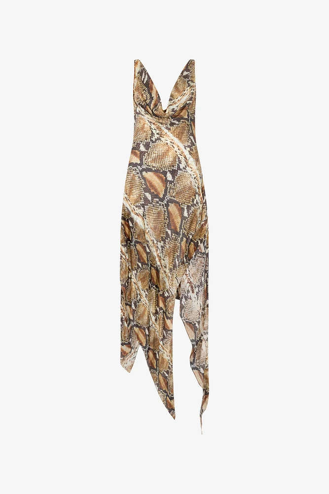 Python Print Silk Midi Dress