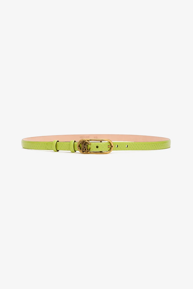 Snake-Effect Belt With Mirror Snake Monogram