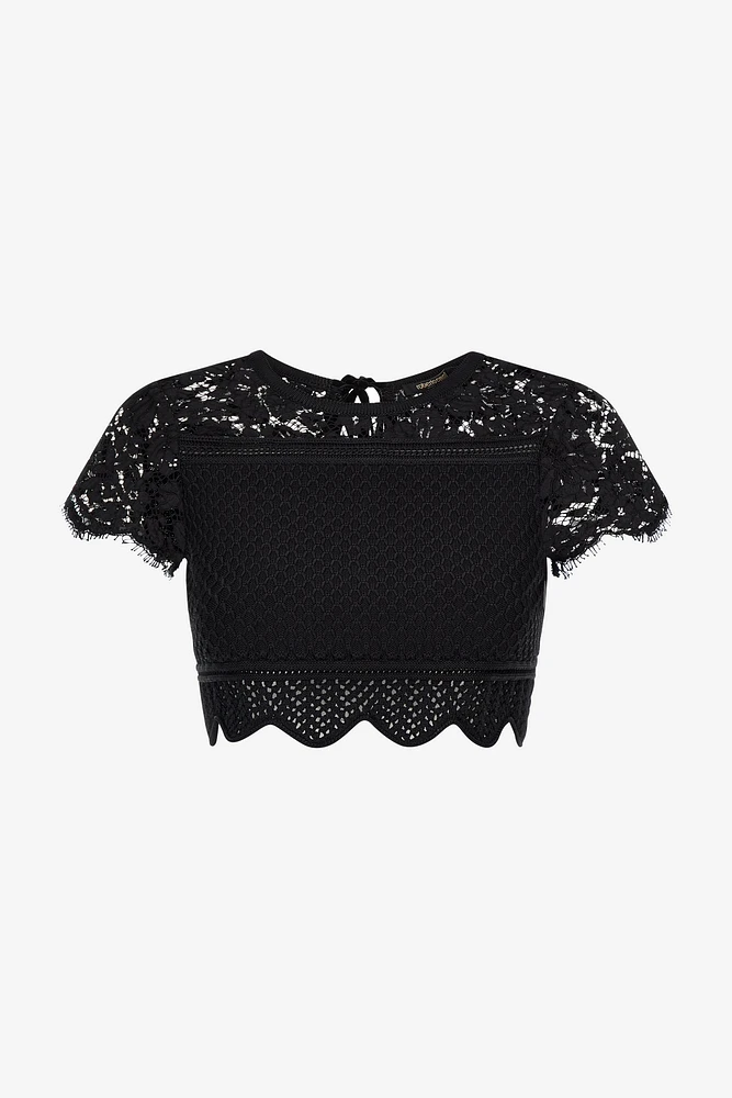 Black Lace Crop Top
