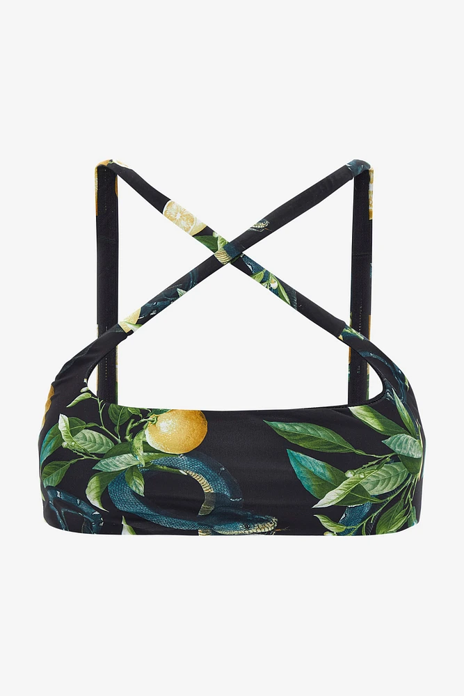 Lemon print bandeau bikini