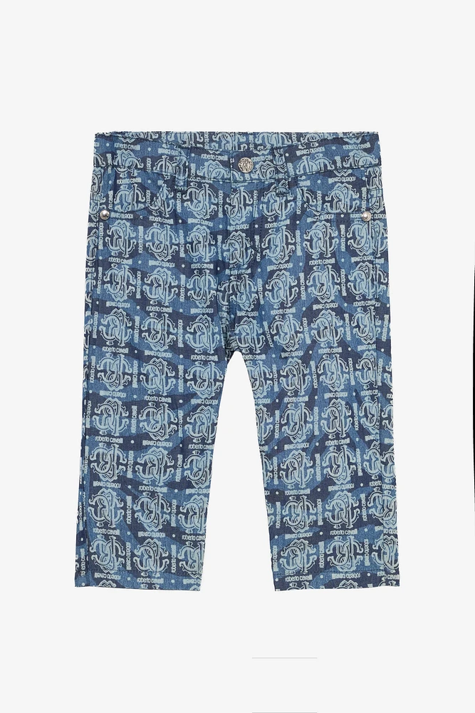 Tiger Skin-Print Pants With RC Monogram And Lettering
