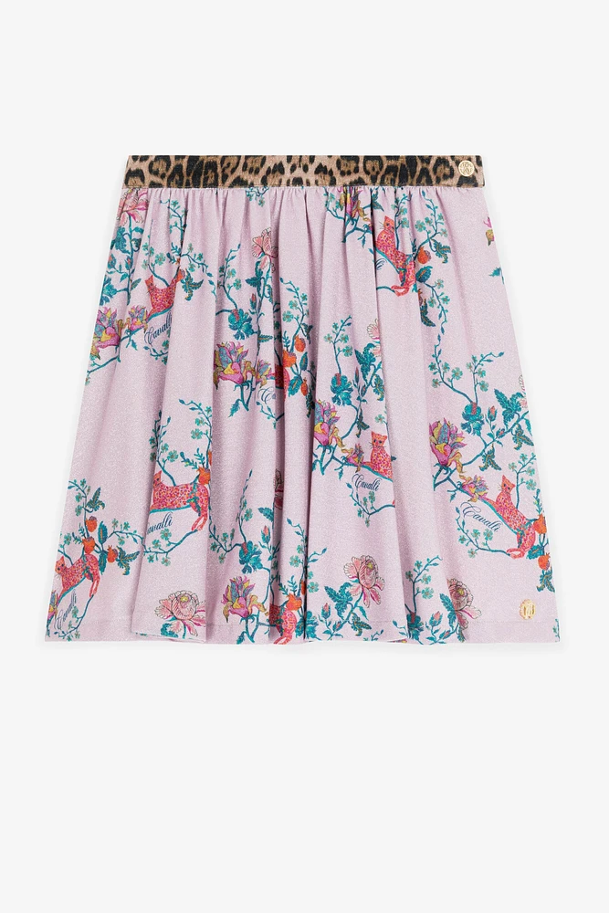 Leopard And Floral-Print Skirt