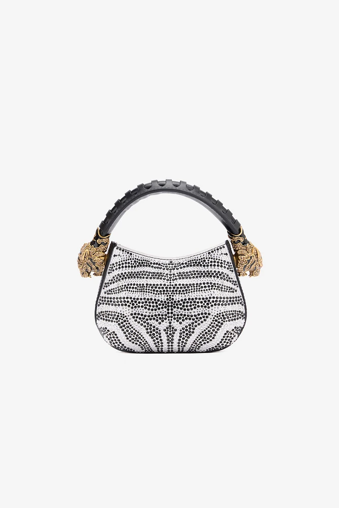 Mini Roar Bag With Rhinestoned Zebra Pattern