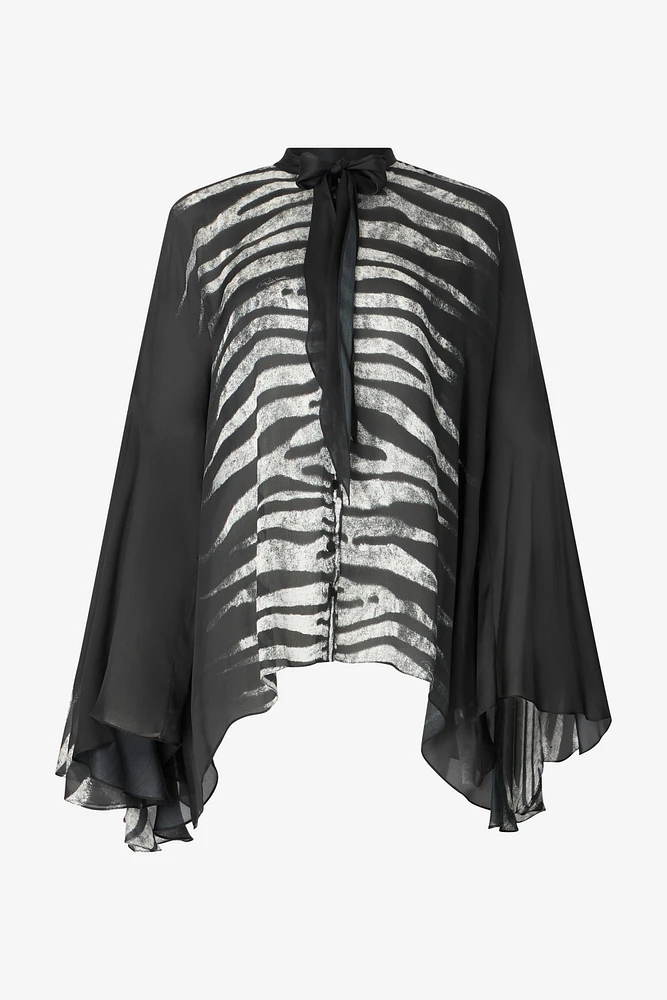 Zebra-Print Caftan-Style Shirt