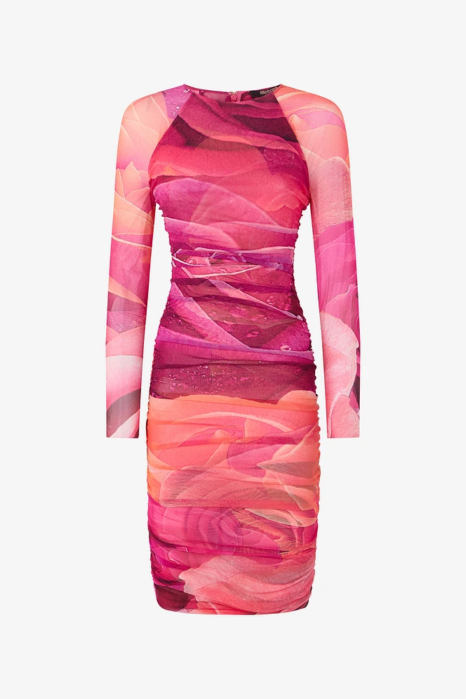 Sheath Dress With Rose Print
