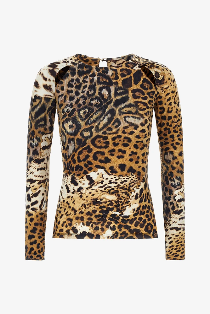 Long-sleeved T-shirt with Jaguar Skin print