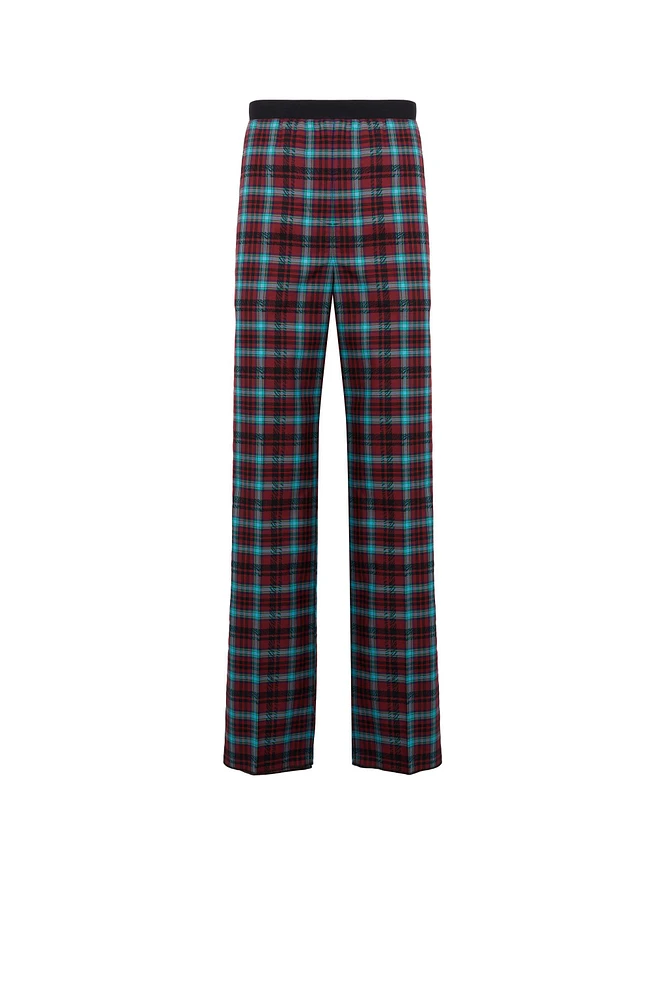 Zebra Tartan-Print Cotton Lounge Trousers