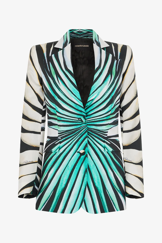 Ray Of Sea Print Silk Jacket