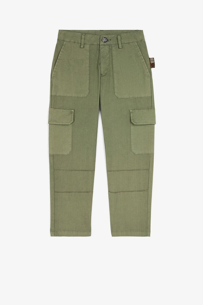 Logo-Print Cotton Cargo Trousers