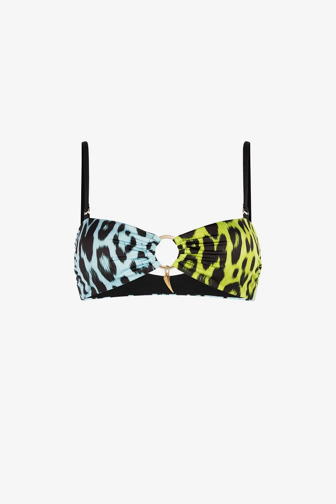 Leopard-print bikini top