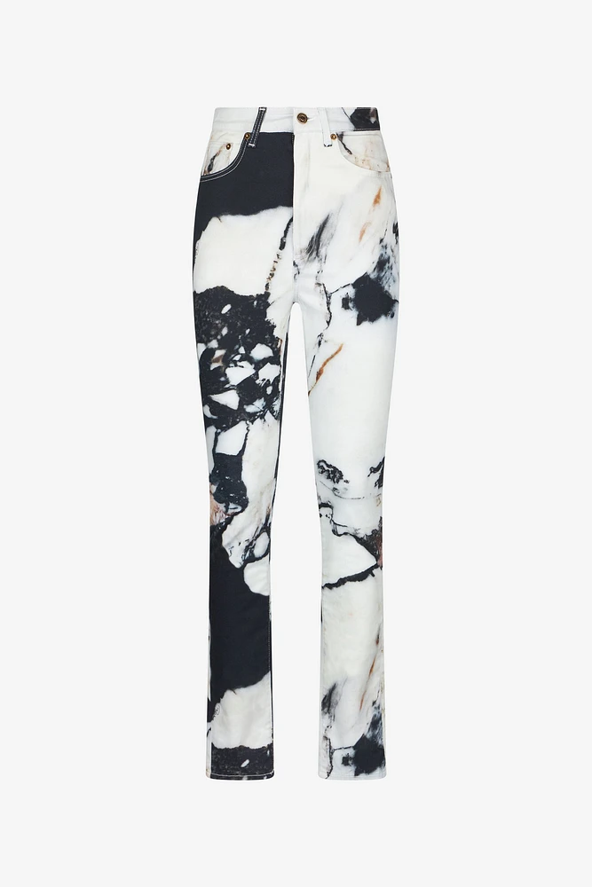 Skinny trousers with Marble print
