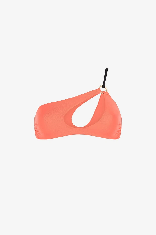 Cut-out one-shoulder bikini top