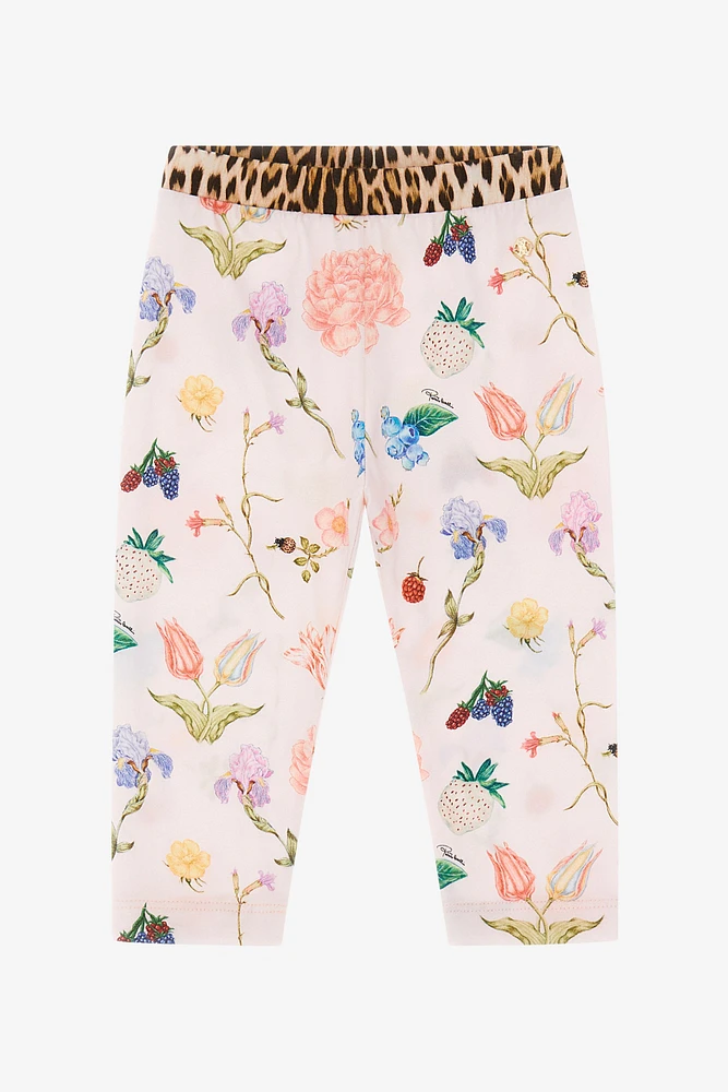 Sweatpants With Flowers, Fruits And Jaguar Skin Print