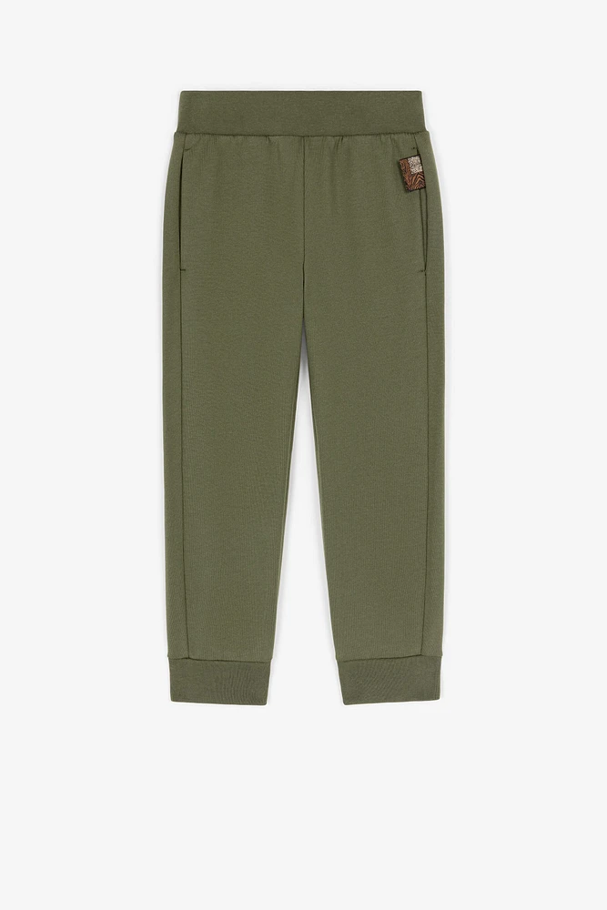 Logo-patch cotton trousers