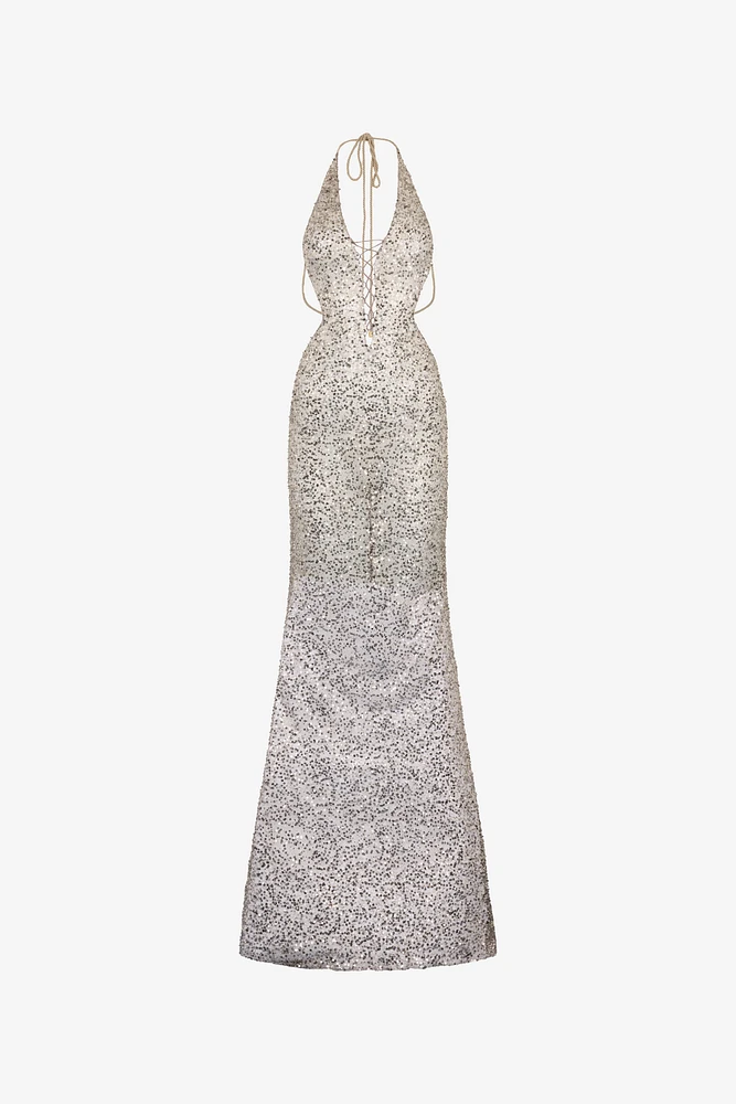 Sequin Halter Neck Maxi Dress