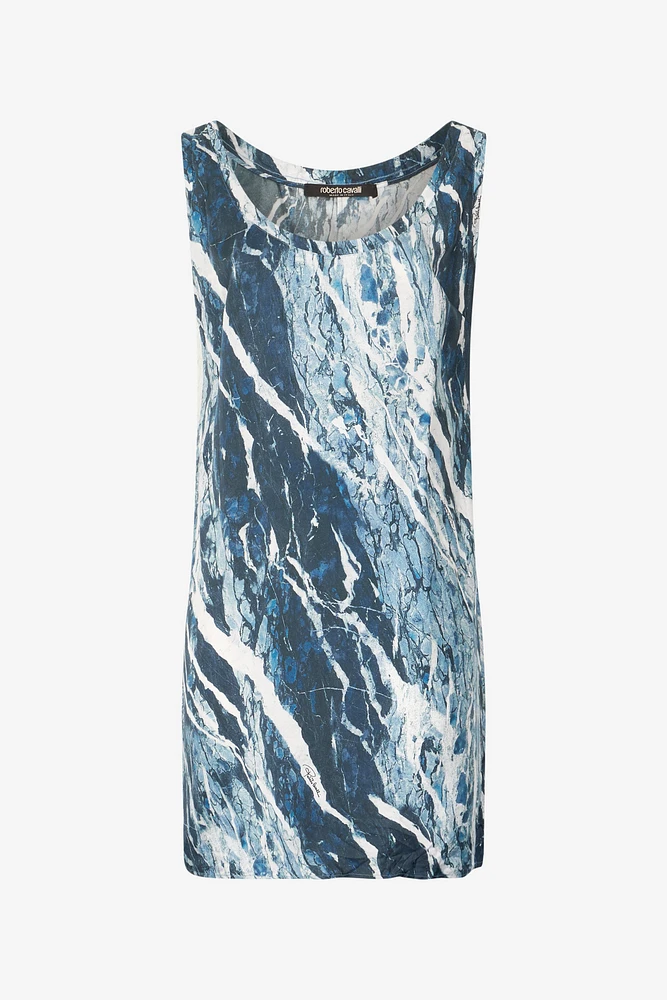 Silk Mini Dress With Marble Print