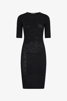 Midi Dress With White Tigress Openwork Detailing