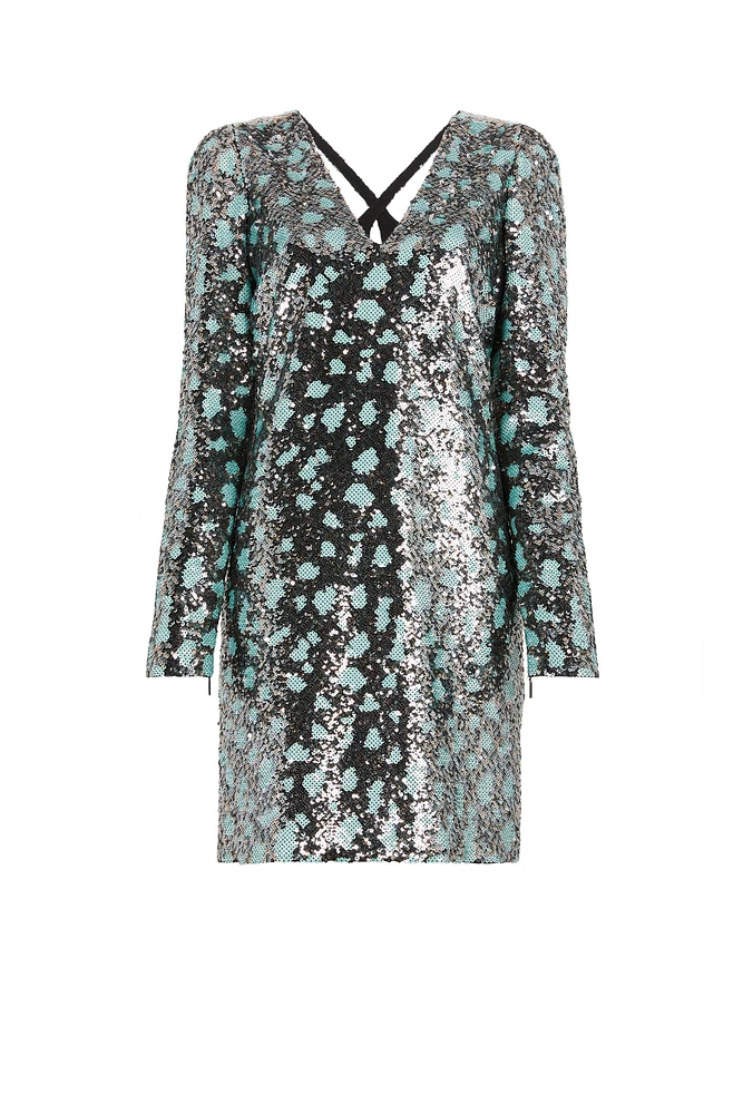 Leopard Sequin-Embellished Dress
