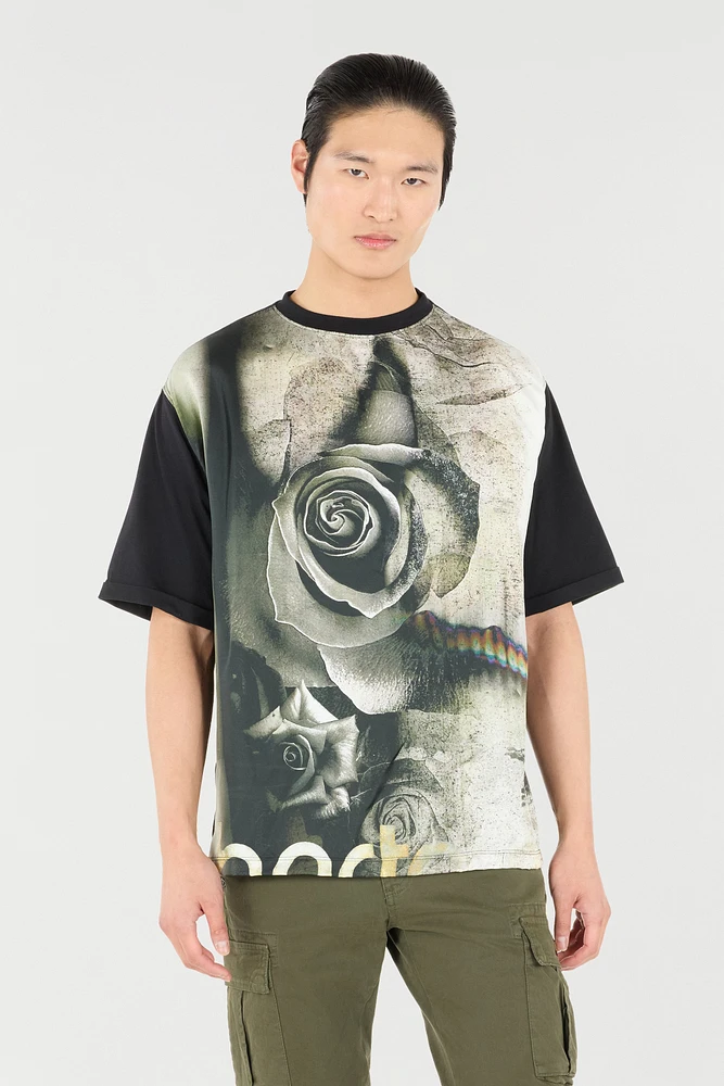 T-Shirt With Rose Print