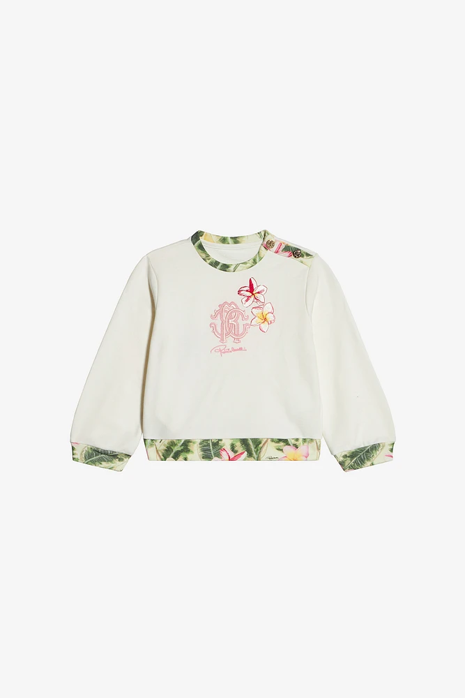 Sweatshirt With Embroidered Flowers And RC Monogram