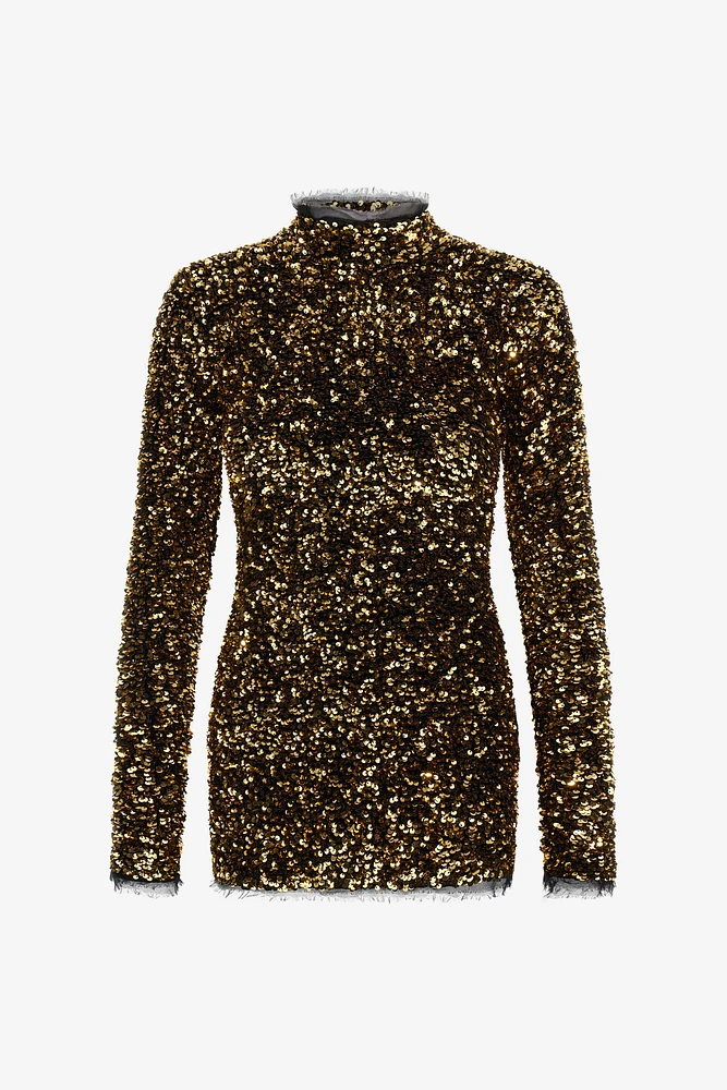 Gold Sequin Mini Dress