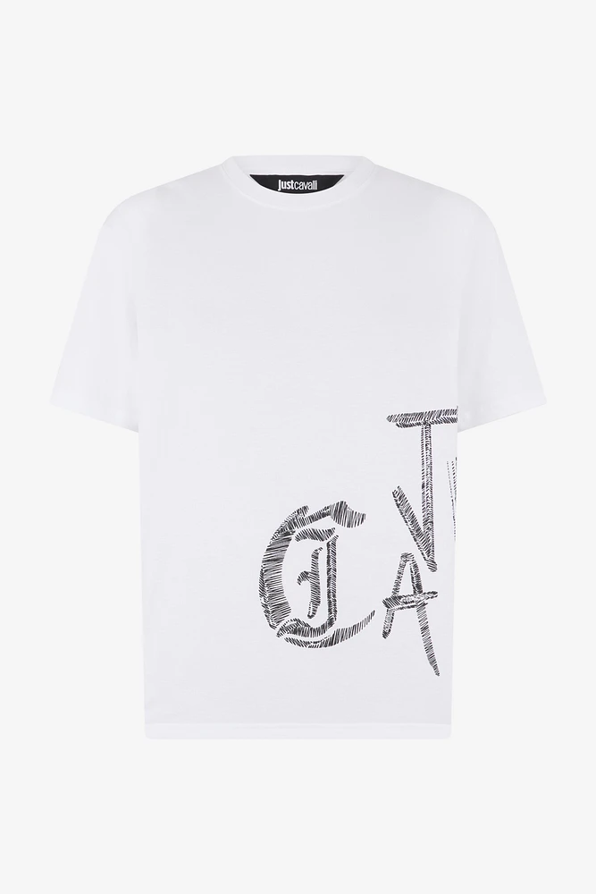 White Cotton T-Shirt With Graphic Print