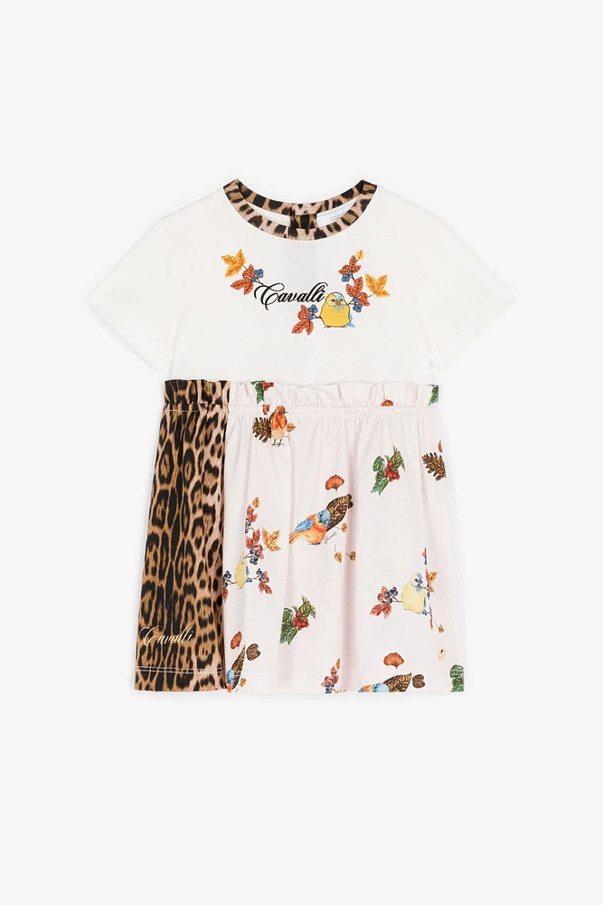 Leopard And Bird-Print Cotton Dress