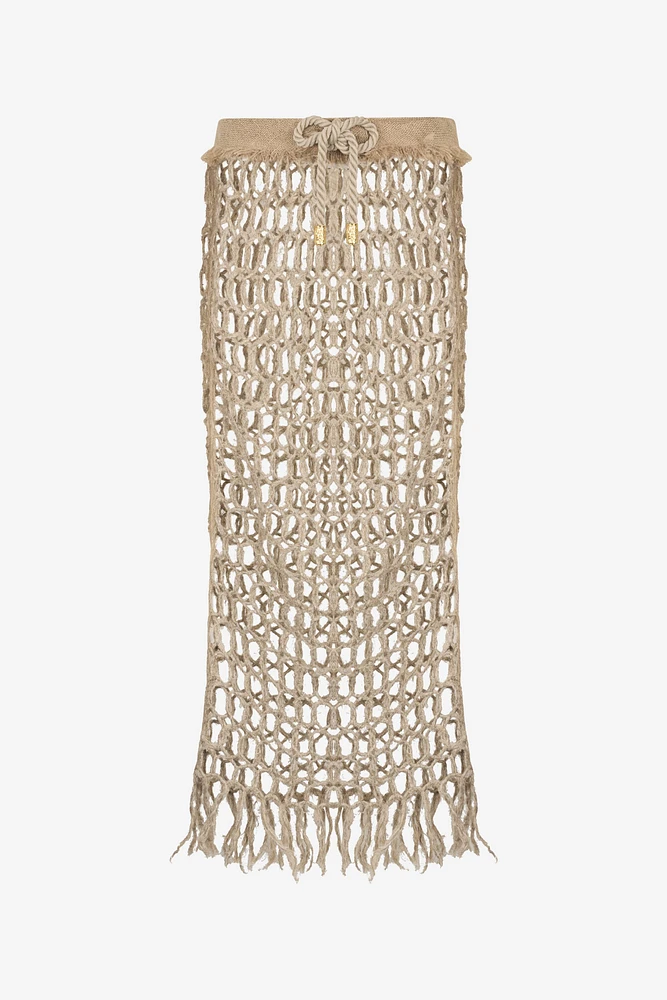 Long Mesh Skirt with Fringes