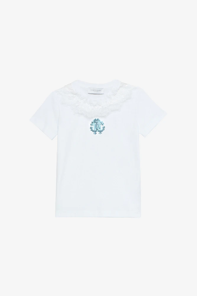 T-Shirt With RC Monogram And Lace