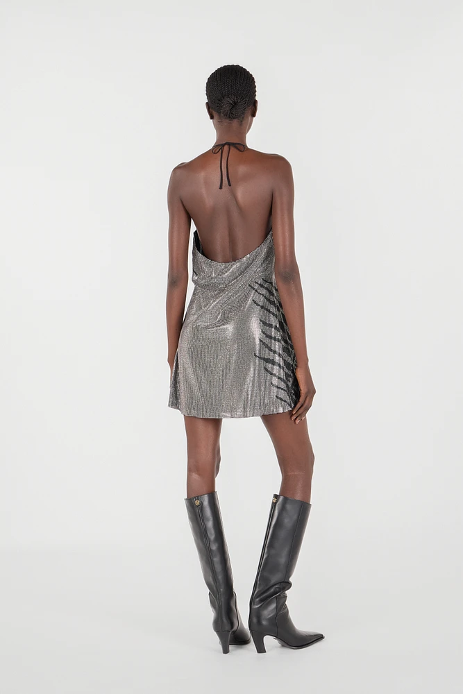 Mini Dress With White Tigress Print