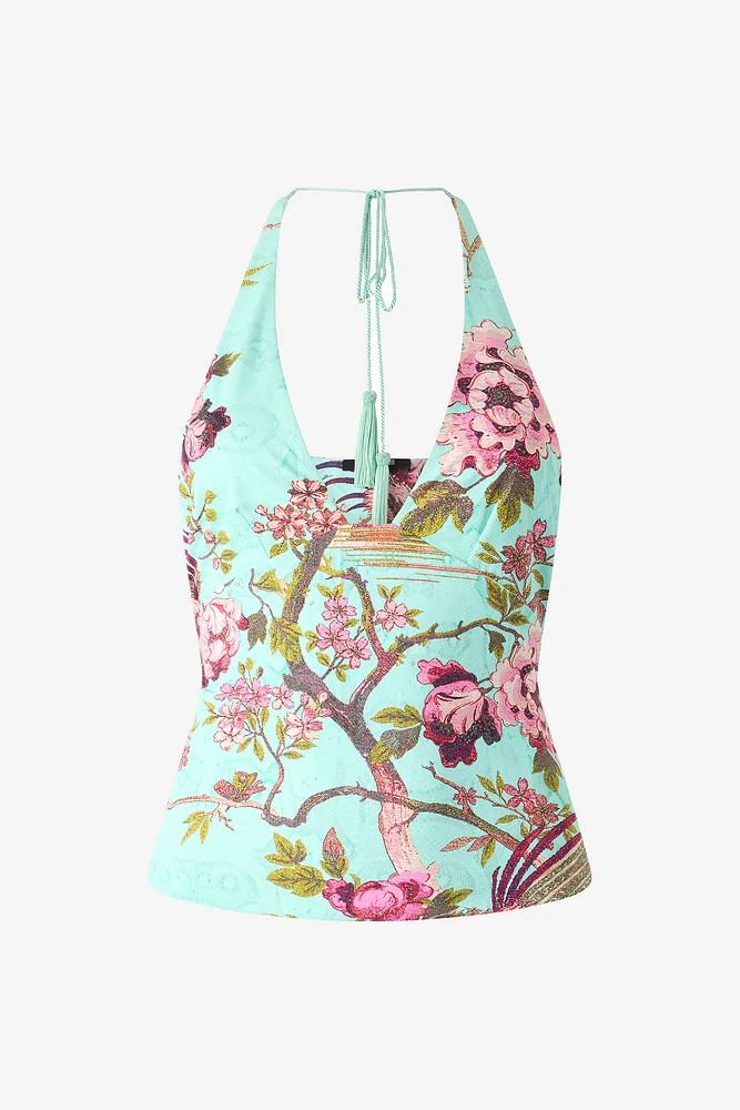 Top With Oriental Bird Print
