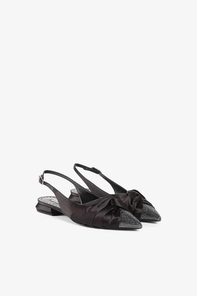Knot-detail crystal-embellished ballerina shoes