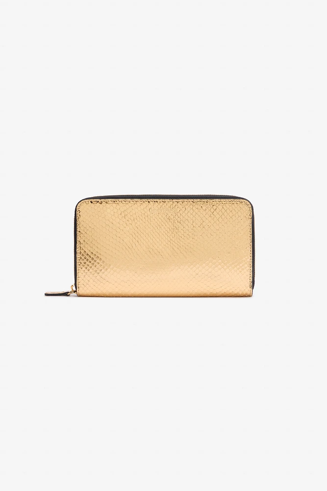 Snake Print Zip-Around Wallet