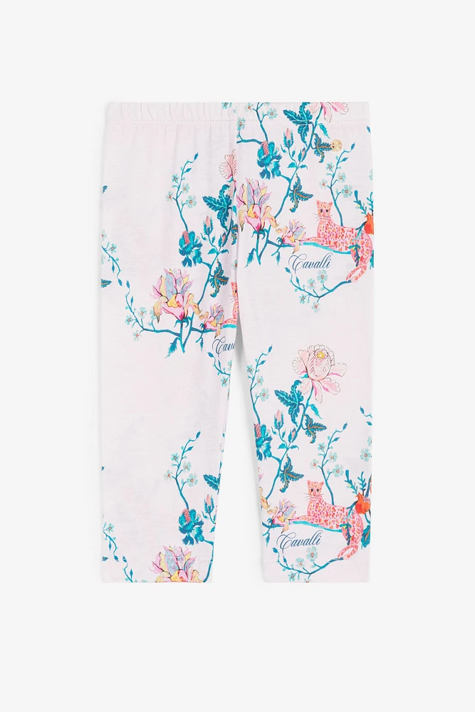 Leopard And Flower-Print Cotton Leggings